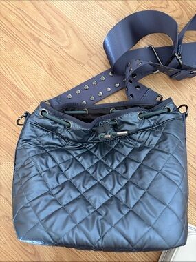 HAUTE SHORE Black Crossbody with Pink Logo Accent
